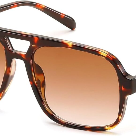 Retro Aviator Sunglasses for Women Men 70s Classic Vintage Shades Trendy Square - Picture 1 of 7